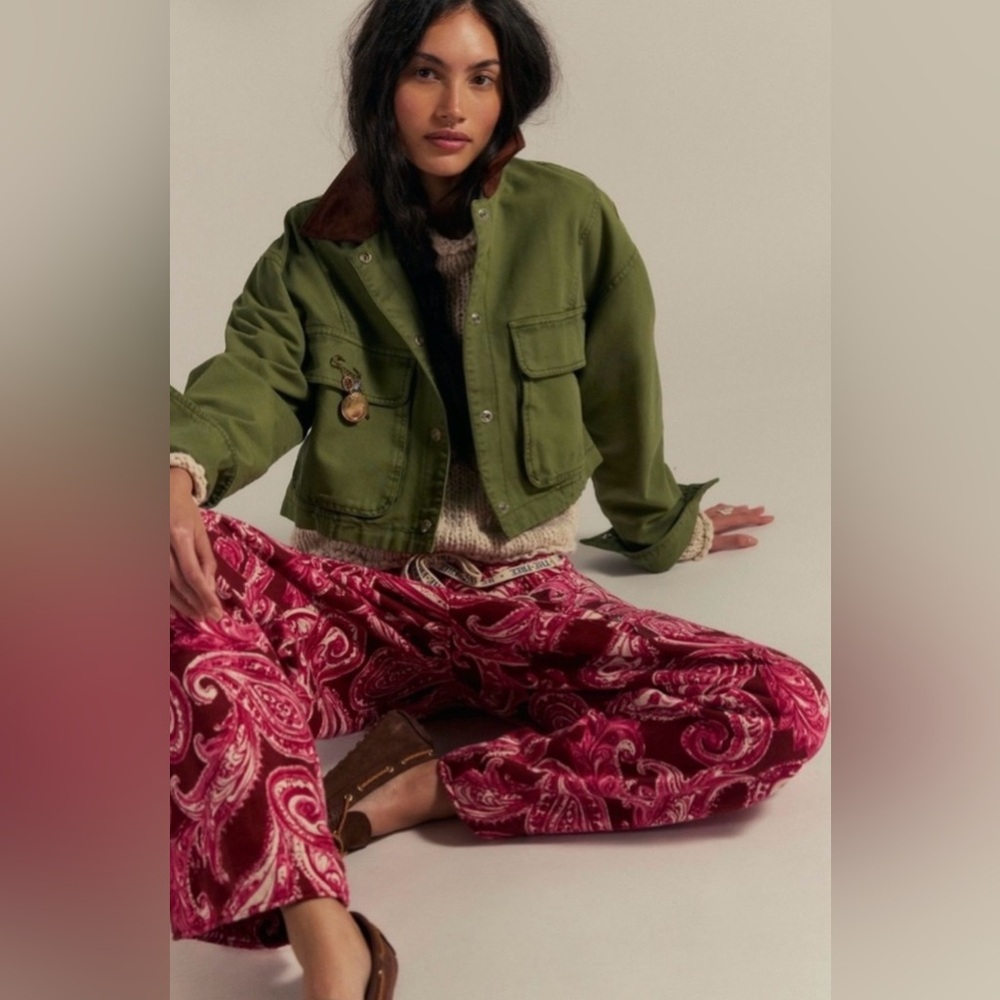 NWT Free People We the Free Jet Set Knit Pull On Pants in Brick Combo New $168 - Picture 4 of 7